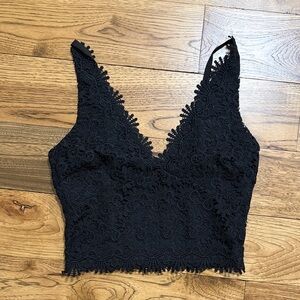 Lucy Paris Elegant Black Lace Crop Top